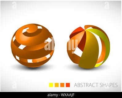 Sammlung von abstrakten Sphären aus bunten Streifen Stock Vektor