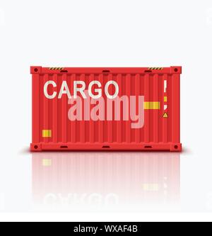 Abbildung: Rot cartoon Container mit Schatten und Reflexen auf weißem Hintergrund Stock Vektor