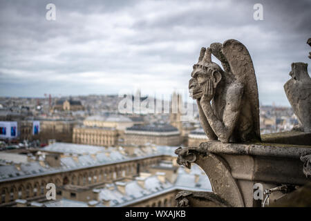 Wasserspeier auf die Kathedrale Notre Dame, Paris, Frankreich. Notre Dame - Paris, Frankreich Stockfoto