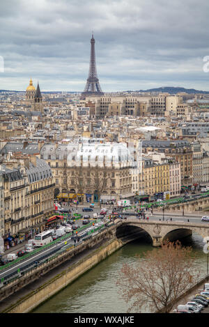 Vögel Auge Ansicht von Paris, Frankreich. Notre Dame - Paris, Frankreich Stockfoto