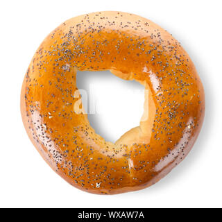 Bagel mit Mohn isoliert auf weißem Hintergrund Stockfoto