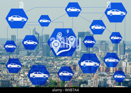 Ridesharing und Fahrgemeinschaften Konzept in der Stadt Stockfoto