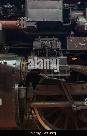 Nahaufnahme von einem historischen Zug am Steamtown National Historic Site in Scranton, PA, USA Stockfoto