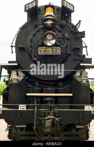 Nahaufnahme von einem historischen Zug am Steamtown National Historic Site in Scranton, PA, USA Stockfoto