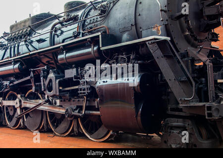 Nahaufnahme von einem historischen Zug am Steamtown National Historic Site in Scranton, PA, USA Stockfoto