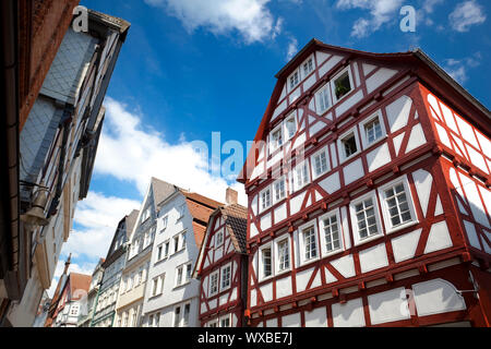 sehen Sie sich auf traditionelle deutsche Häuser in Marburg, Deutschland Stockfoto