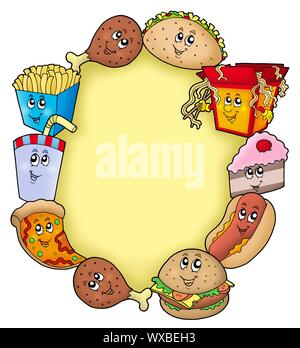 Verschiedene cartoon Essen Frame - farbigen Illustration. Stockfoto