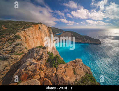 Atemberaubende Sicht auf die Klippen im Schiffswrack Cove Stockfoto