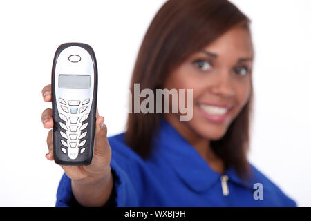 Frau, Telefon Stockfoto