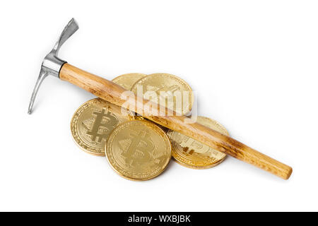 Pickel und Bitcoins Stockfoto