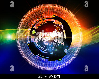 Differenzielle Engine, Serie. Abstrakte Design aus Gängen, Zahlen und Fraktale Elemente zu den Themen Computer, Technik und mathematische Überwachungspersonen Stockfoto