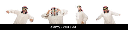 Arabische Mann mit Aviator Brille isoliert auf weiss Stockfoto