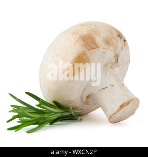 Champignon Pilzen und Petersilie Blätter isoliert auf weißem Hintergrund Stockfoto