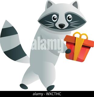 Waschbär Geschenkbox Symbol. Cartoon von Raccoon Geschenkbox vektor Symbol für Web Design auf weißem Hintergrund Stock Vektor