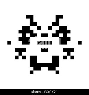 Eine einfache Monster pixel Gesicht schwarz und weiß Stockfoto
