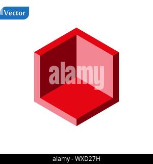 Abstrakte kubische Symbol. Isometrische Darstellung für umfasst Design in flachen 3D-Stil. Vektor geometrische Logo. Stock Vektor