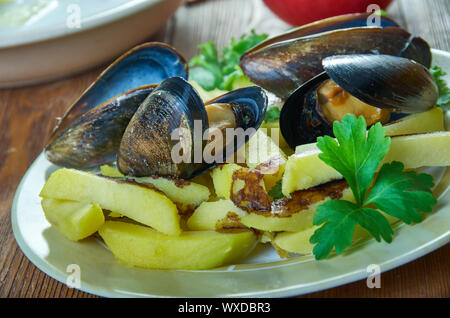 Belgischen Moules frites Stockfoto