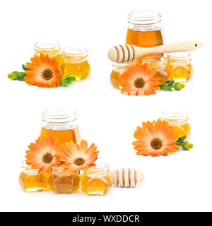 Honig und Blumen - collage Stockfoto