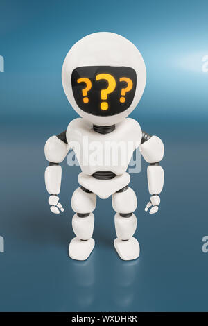 Roboter mit Fragezeichen Stockfoto