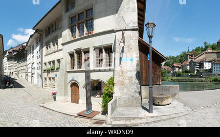 Fribourg, FR/Schweiz - vom 30. Mai 2019: Panorama Blick auf den historischen Ort de Jean-Francois - Reyff Stockfoto
