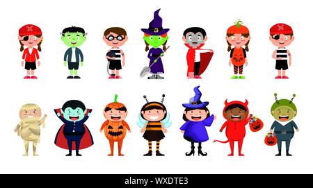 Bundle mit halloween kostüm Kinder Stock Vektor