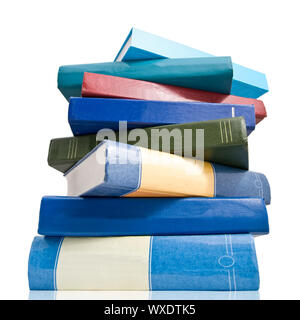 Stapel Bücher isoliert auf weiss Stockfoto