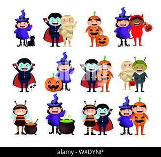Bundle mit halloween kostüm Kinder Stock Vektor