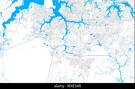 Reich detaillierte Vektor Bereich Karte von Chesapeake, Virginia, USA. Karte Vorlage für Wohnkultur. Stock Vektor