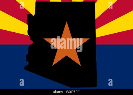 Karte und Flagge des US-Bundesstaates Arizona Vektor-illustration eps 10. Stock Vektor