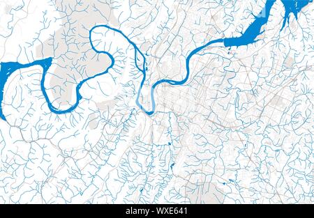 Reich detaillierte Vektor Lageplan von Chattanooga, Tennessee, USA. Karte Vorlage für Wohnkultur. Stock Vektor