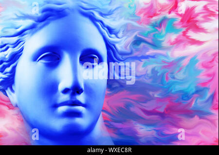 Moderne konzeptuelle Kunst poster Mit antike Statue der Büste der Venus. Collage aus zeitgenössischen Kunst. Stockfoto