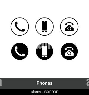 Auf das Symbol "Telefon" eingestellt, der Anruf wird Symbol Vektor isoliert auf weißem Hintergrund Stock Vektor