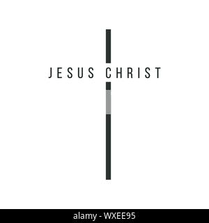 Worte, die Jesus Christus in Kreuzform, christliches Symbol. Vektor Illustration auf weißem Hintergrund Stock Vektor