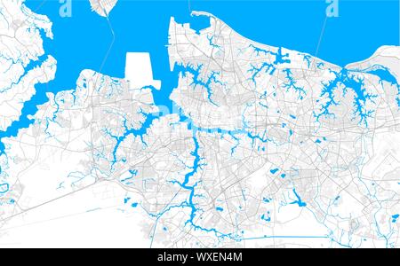 Reich detaillierte Vektor Bereich Karte von Norfolk, Virginia, USA. Karte Vorlage für Wohnkultur. Stock Vektor
