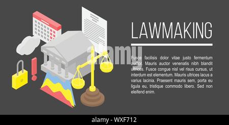 Rechtsetzung Konzept Banner. Isometrische Darstellung der rechtsetzung Vektor Konzept Banner für Web Design Stock Vektor