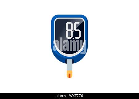 Blutzuckermessgerät messen Test Zucker Kontrolle gerät. Elektronischen monitor glucometer für Diabetiker. Medizinische vektor Flachbild illusrtation Stock Vektor