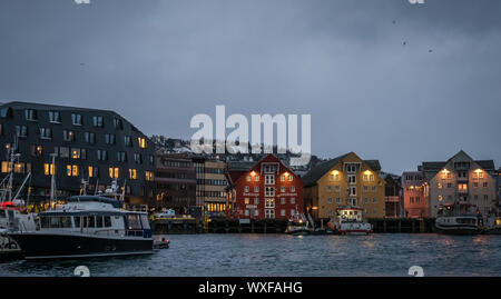 Tromso Hafen im Winter Stockfoto