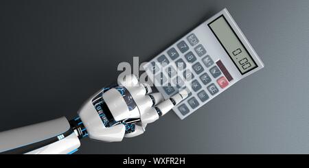 Roboter Hand Taschenrechner Stockfoto