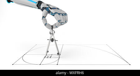 Humanoide Roboter Kompass Goldener Schnitt Stockfoto