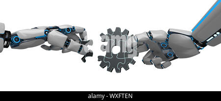 Humanoide Roboter Zahnrad Puzzle Stockfoto