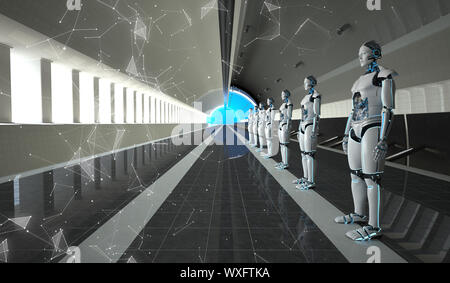 Humanoide Roboter Tunnel Stockfoto