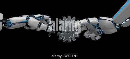 Humanoide Roboter Zahnrad Puzzle Stockfoto