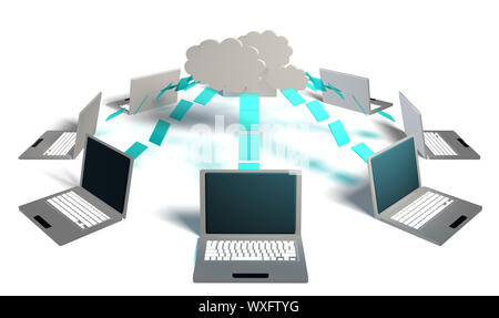 Cloud-Computing, Big Data Computing 3D verteilt Stockfoto