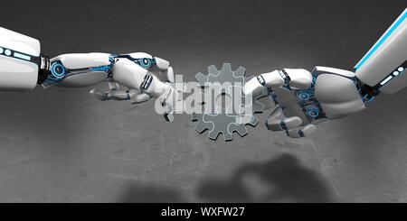 Humanoide Roboter Zahnrad Puzzle Stockfoto