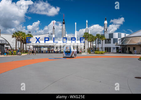 Cape Canaveral, Florida, USA - Kennedy Space Center Eingang Stockfoto