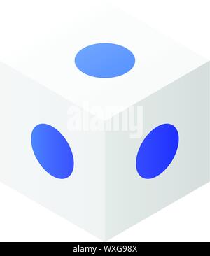 Cube mit blauen Punkten gekennzeichnet. Isometrische von Cube mit blauen Punkten vektor Symbol für Web Design auf weißem Hintergrund Stock Vektor