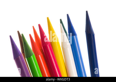 Sammlung von Bunte Stifte auf weißem Hintergrund Stockfoto
