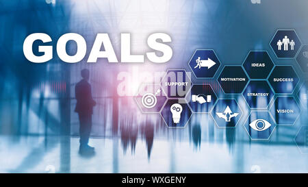 Ziel Ziele Erwartungen Zielerreichung grafisches Konzept. Business Development zu Erfolg und Wachstum Wachstum Stockfoto