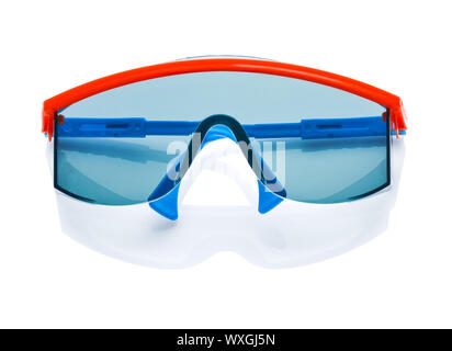 blaue Sicherheit Brille isoliert Stockfoto