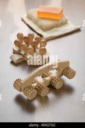 handgemachte Seife im Bad Schwämme Stockfoto